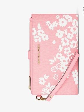 MICHAEL KORS JST Lg Double Zip Printed Sign Logo Wristlet Wallet 
CARNATION
NWT